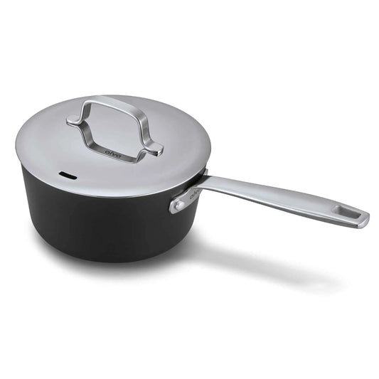 Ceramic Nonstick Saucepan with Lid 2-Qt Alva Cookware, black with lid on Tampa Home & Garden Store
