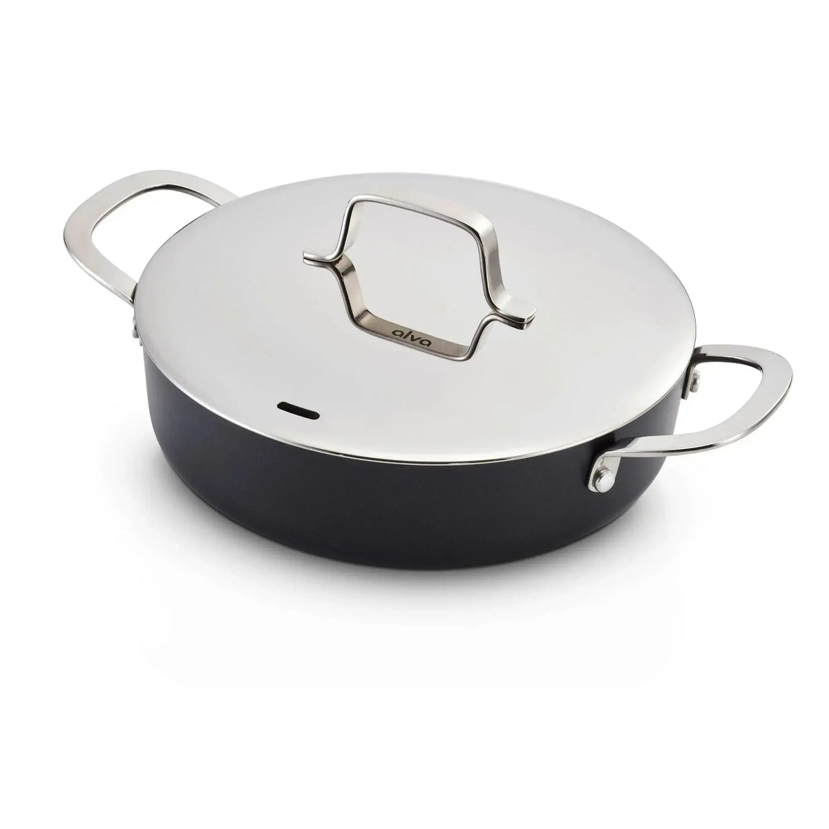 Alva Ceramic Nonstick Sauté Pan with Lid 3.5-Qt dark with stainless lid and dual handles on Tampa Home & Garden Store