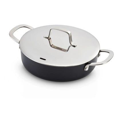 Alva Ceramic Nonstick Sauté Pan with Lid 3.5-Qt dark with stainless lid and dual handles on Tampa Home & Garden Store