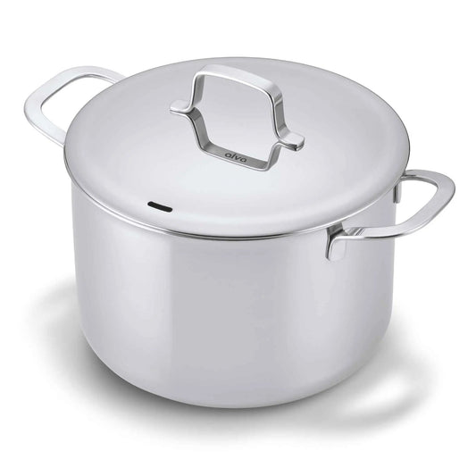 Alva Cookware 7-Qt 5-Ply stainless stock pot with lid, polished finish on Tampa Home & Garden Store