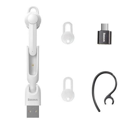 Stevvex white magnetic charging Bluetooth earphone with Baseus USB dongle on Tampa Home & Garden Store