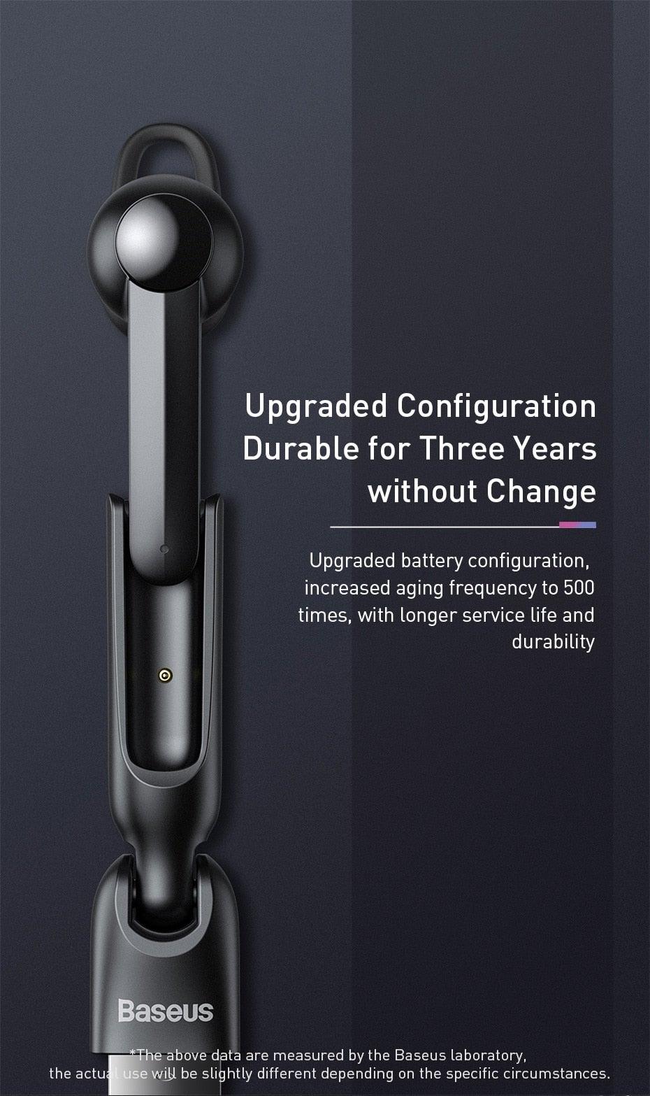 Stevvex magnetic charging wireless Bluetooth in-ear headset, black with cradle and Baseus on Tampa Home & Garden Store