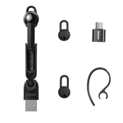 Stevvex magnetic wireless in-ear headset with USB charging cradle Baseus dongle and hook on Tampa Home & Garden Store