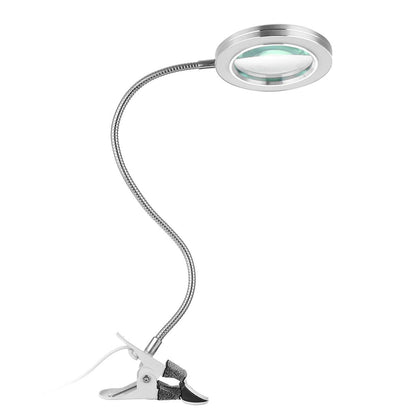 Stevvex magnifier desk lamp with clip base, flexible gooseneck, USB powered LED ring light on Tampa Home & Garden Store
