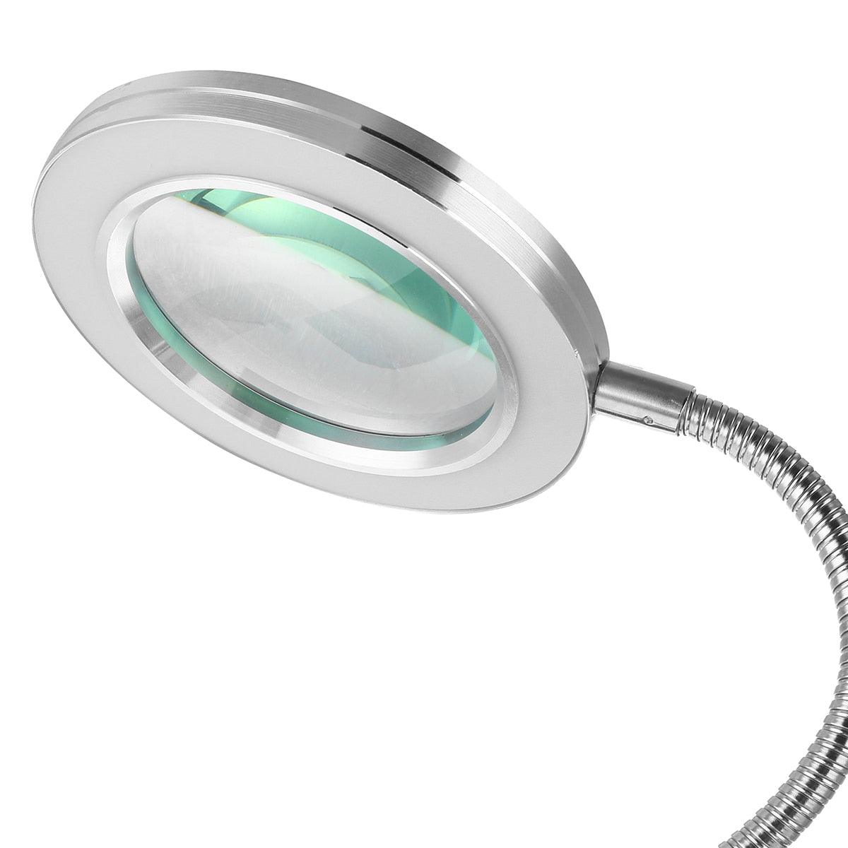 Magnifier desk lamp with chrome round lens and flexible gooseneck on Tampa Home & Garden Store