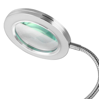 Magnifier desk lamp with chrome round lens and flexible gooseneck on Tampa Home & Garden Store