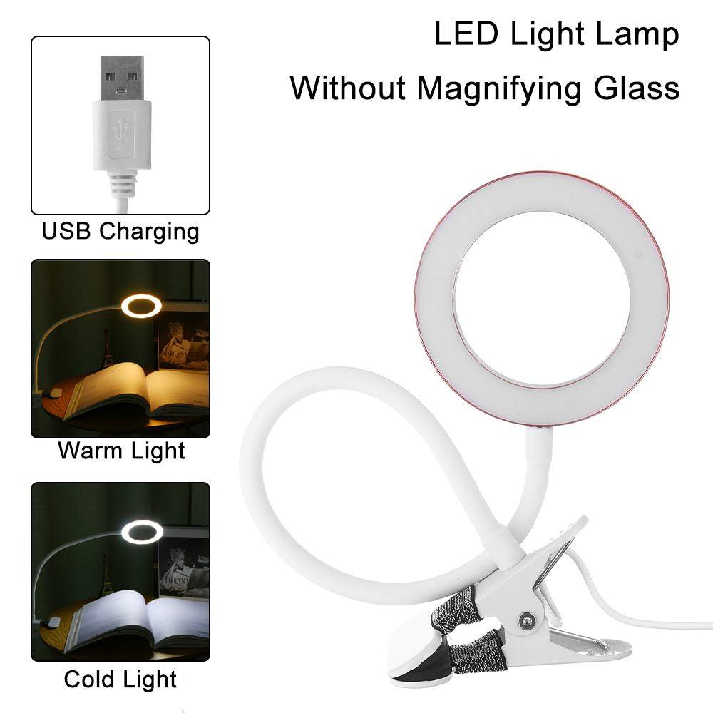 Stevvex USB clip-on LED desk lamp with circular ring light, warm/cold modes on Tampa Home & Garden Store
