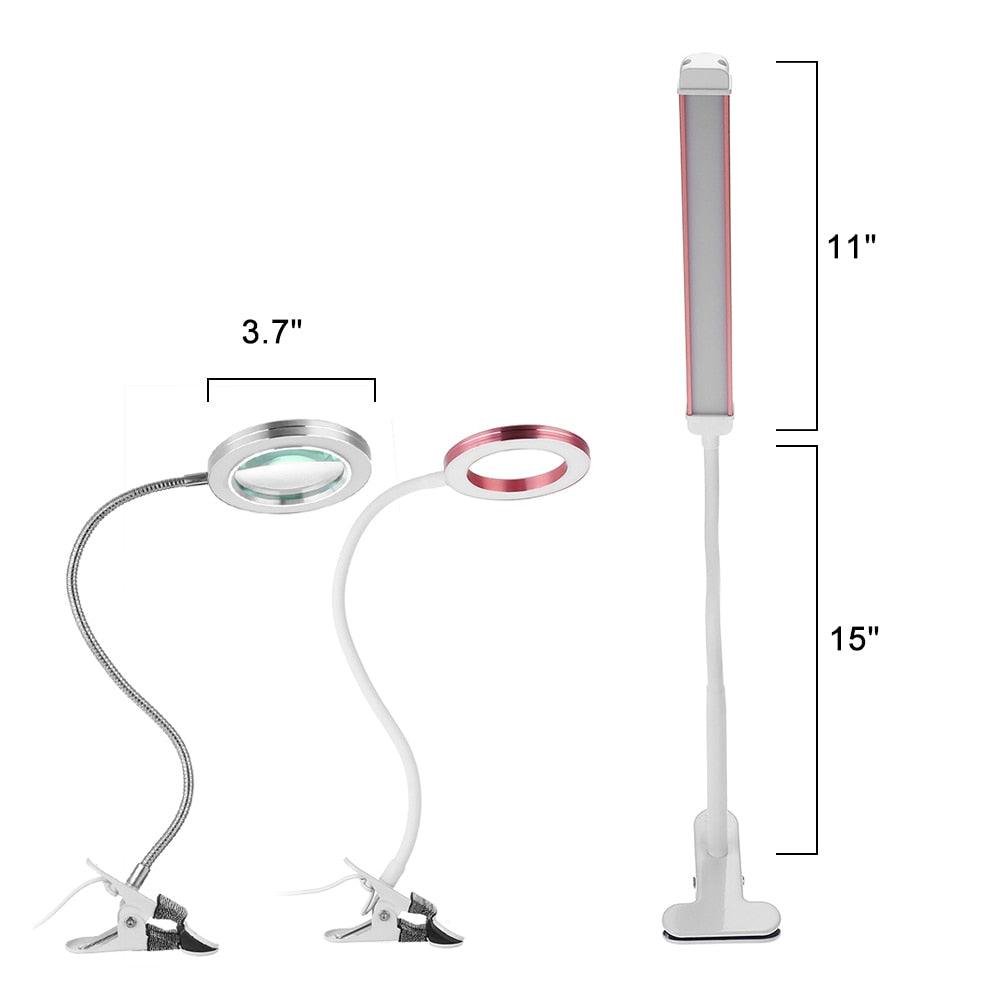 Stevvex desk lamp set with dual magnifier rings on flexible goosenecks and USB LED lamp on Tampa Home & Garden Store