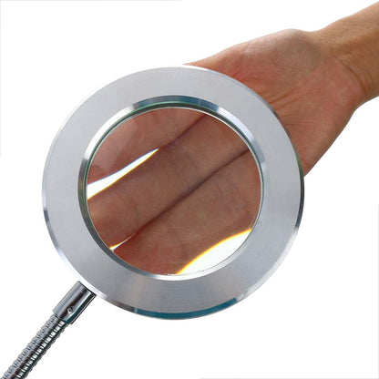 Silver magnifier ring light with USB clip, flexible LED desk lamp for nails and study on Tampa Home & Garden Store