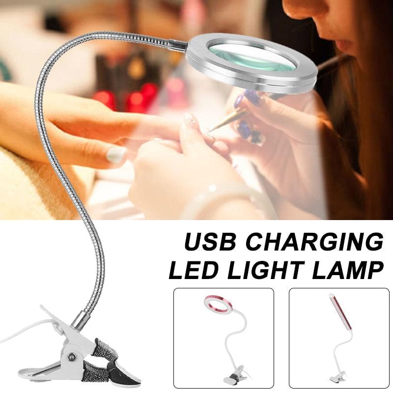 Desk lamp magnifier nail clip light with flexible gooseneck USB powered Stevvex on Tampa Home & Garden Store