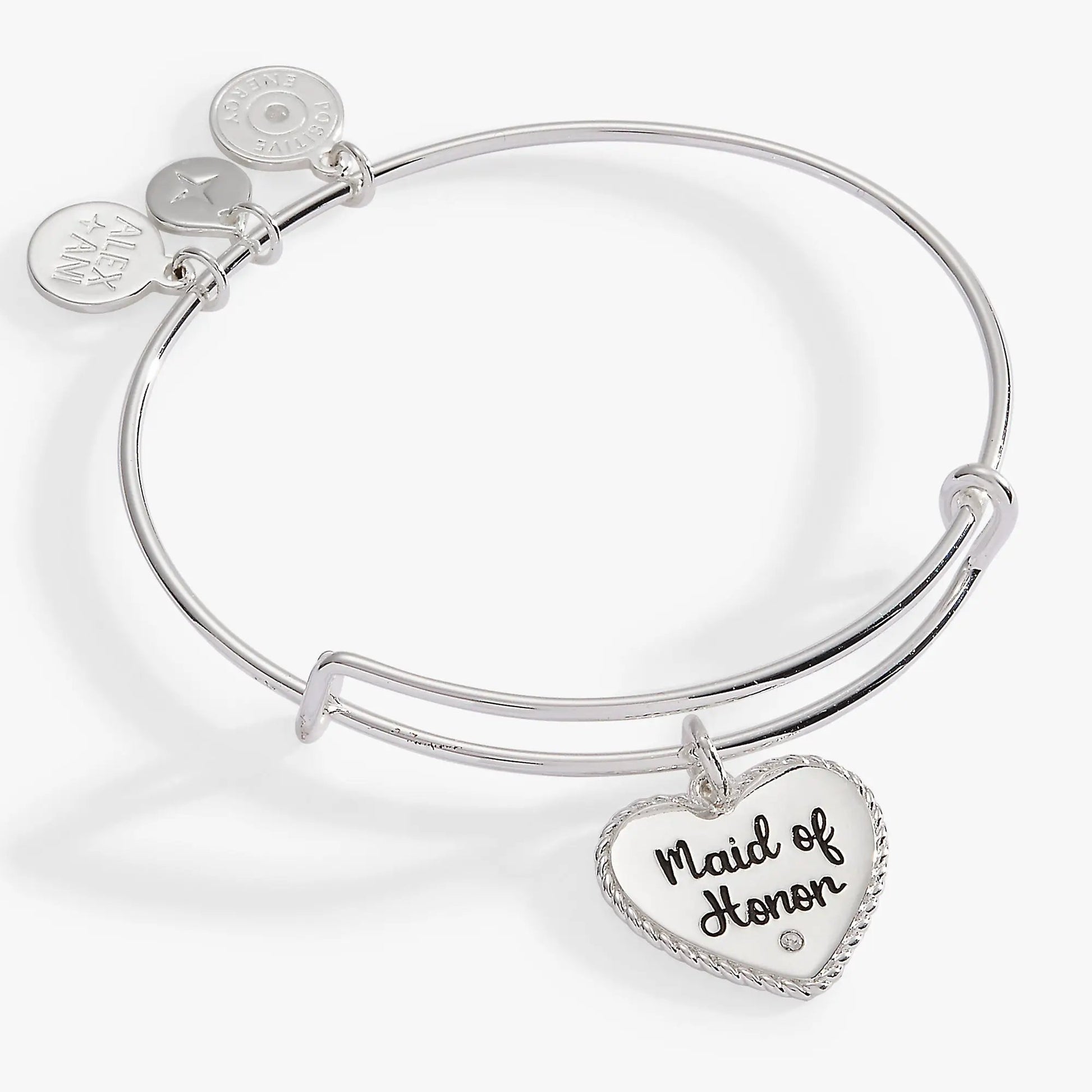 Maid of Honor Heart Bangle by Alex and Ani, silver-tone bracelet with heart charm on Tampa Home & Garden Store