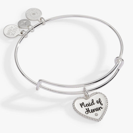 Maid of Honor Heart Bangle by Alex and Ani, silver-tone bracelet with heart charm on Tampa Home & Garden Store