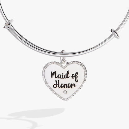 Maid of Honor Heart Bangle by ALEX AND ANI, silver-tone bracelet with heart charm on Tampa Home & Garden Store