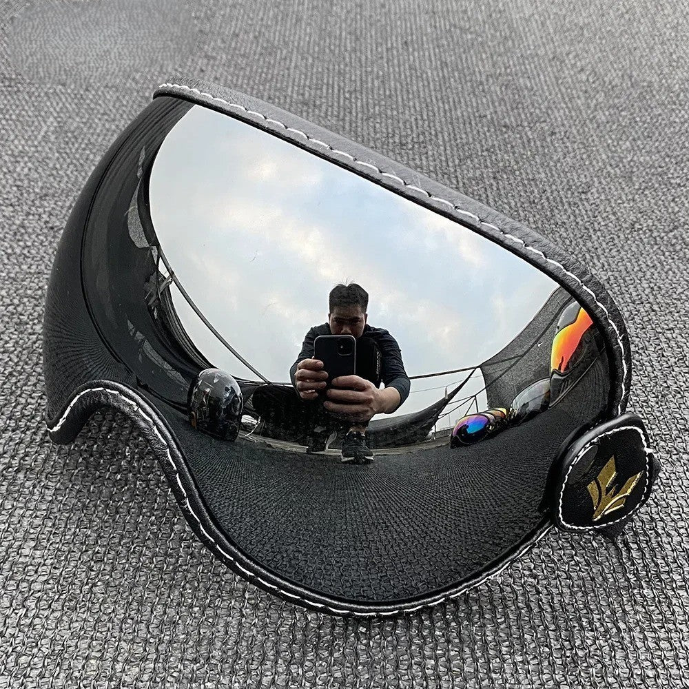 AeroShield Motorcycle Goggles BikerZoneZ with mirrored lens, UV & wind protection, black strap on Tampa Home & Garden Store
