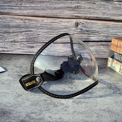 AeroShield motorcycle goggles by BikerZoneZ with clear visor and black leather strap on Tampa Home & Garden Store
