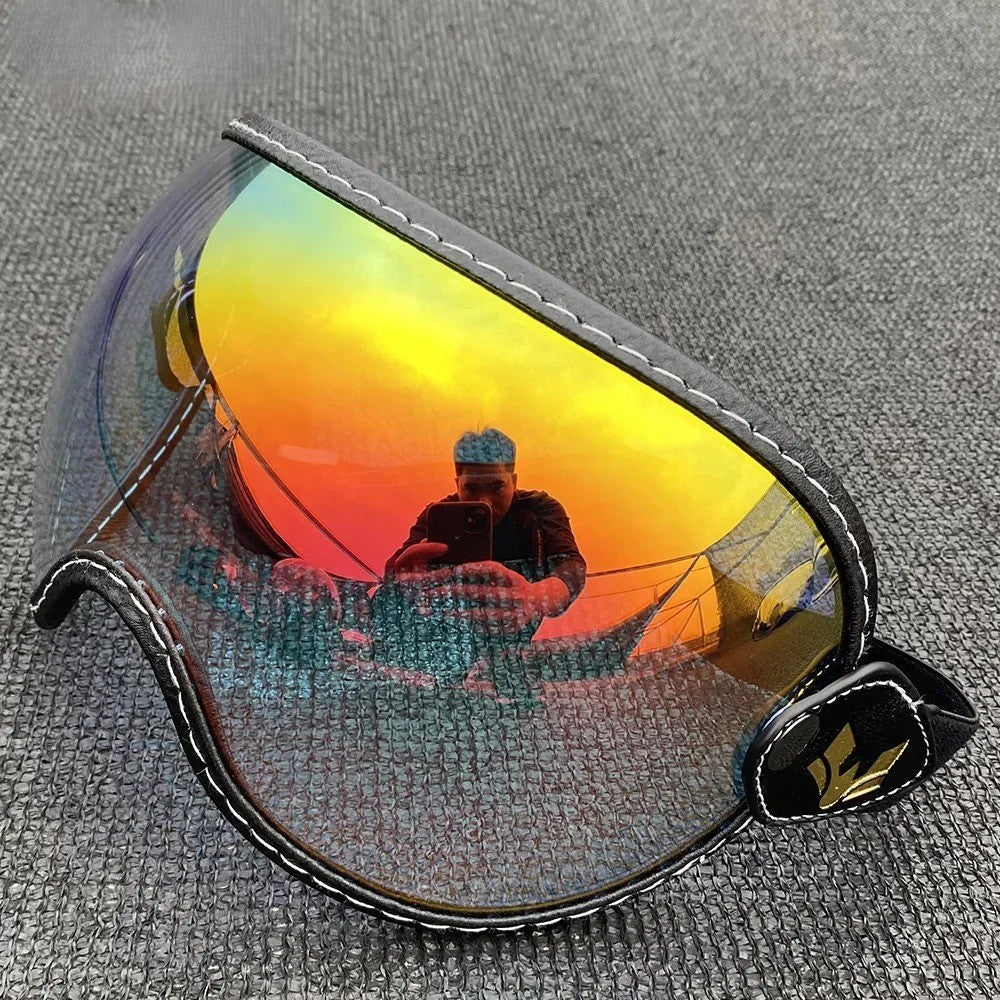 AeroShield Motorcycle Goggles by BikerZoneZ with mirrored rainbow lens and black frame on Tampa Home & Garden Store