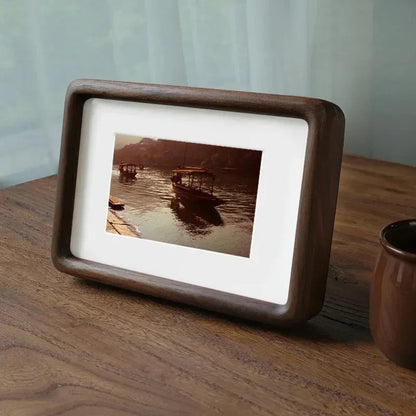 Solid wood photo frame with white mat, mortise-tenon handcrafted Moktan Sabai on Tampa Home & Garden Store