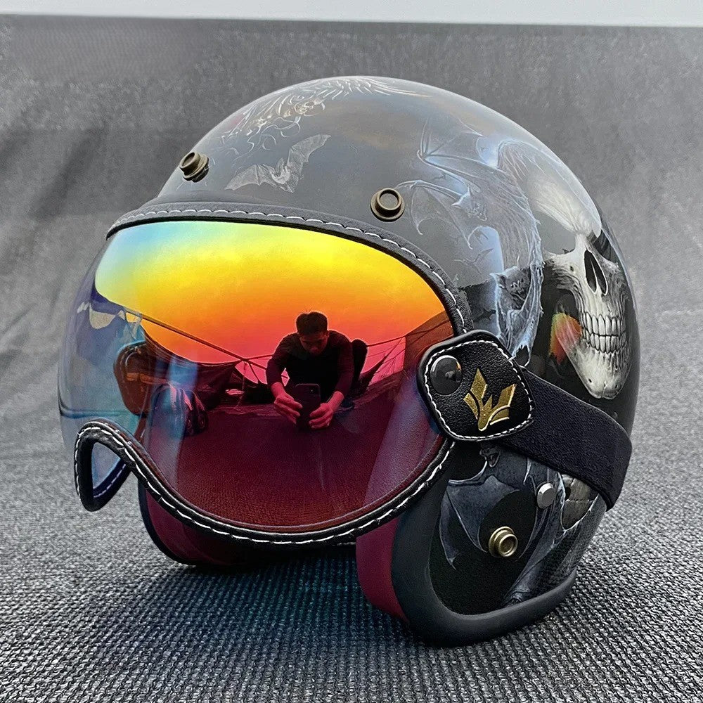 AeroShield Motorcycle Goggles by BikerZoneZ with skull-shell and mirrored visor on Tampa Home & Garden Store