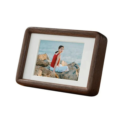 Solid Wood Photo Frame Moktan Sabai with white mat, mortise-tenon handcrafted display on Tampa Home & Garden Store
