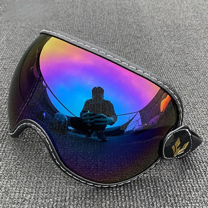 AeroShield Motorcycle Goggles by BikerZoneZ with mirrored rainbow lens and stitched frame on Tampa Home & Garden Store
