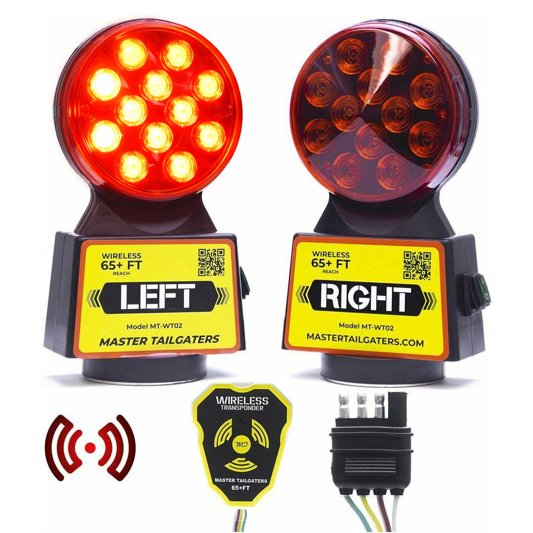 Wireless Magnetic Trailer Tow Lights, Master Tailgaters 2pc left/right LED set, 65ft range on Tampa Home & Garden Store
