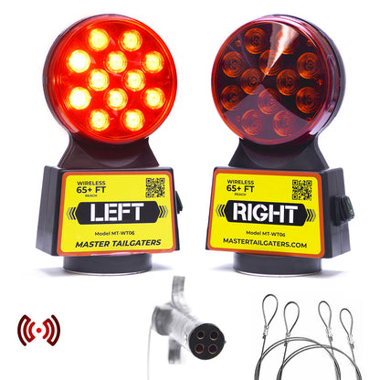 Wireless Magnetic Trailer Tow Lights left and right, red LED, 65 ft reach, 4-7 pin options on Tampa Home & Garden Store