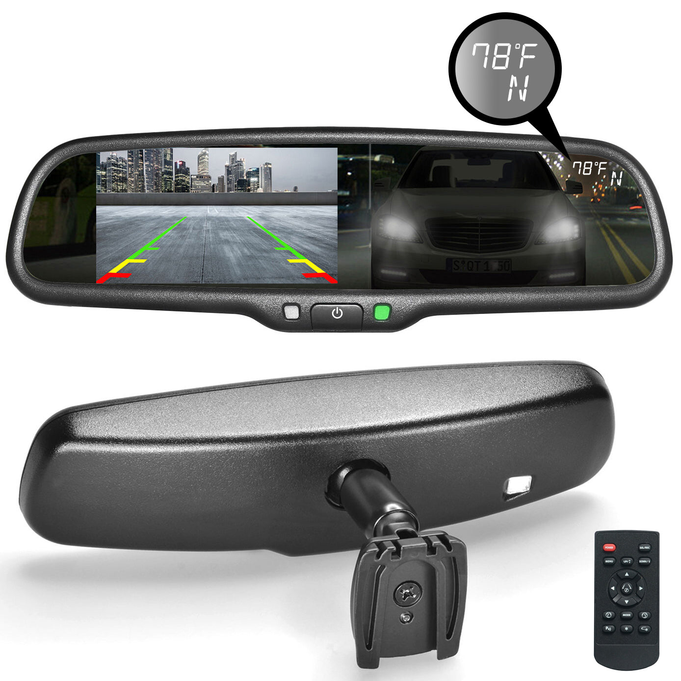 Rear view mirror Tailgaters 10.5in with 4.3in LCD, dimming, compass & temp, guide lines on Tampa Home & Garden Store