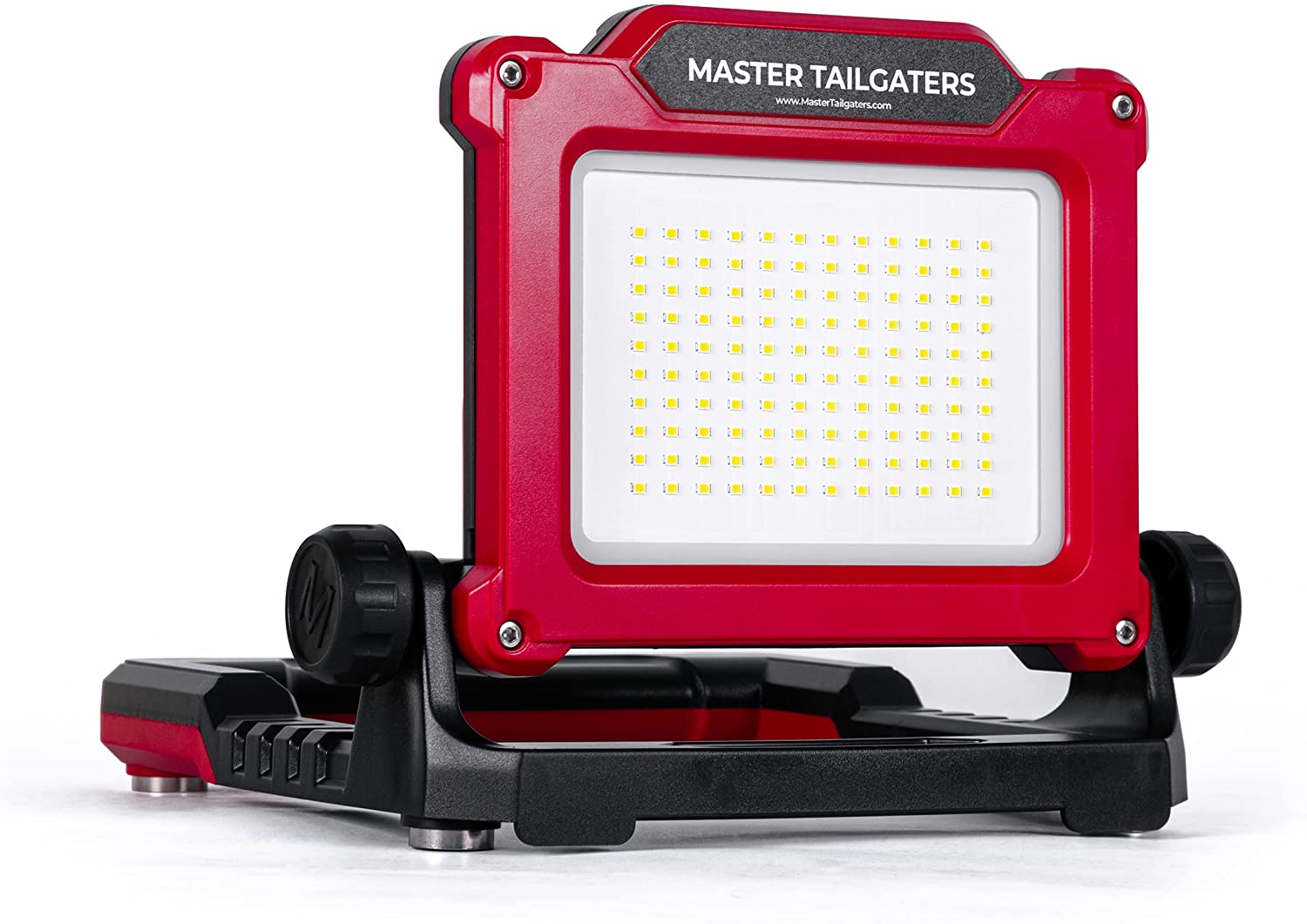 LED work flood light red housing on adjustable stand Master Tailgaters battery compatible on Tampa Home & Garden Store