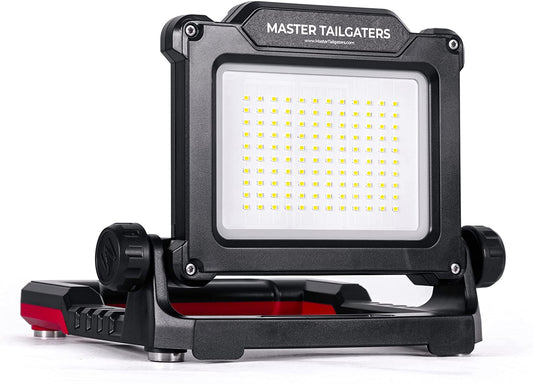 LED Work Flood Light Master Tailgaters, black rugged housing; adjustable mount Makita 18V on Tampa Home & Garden Store