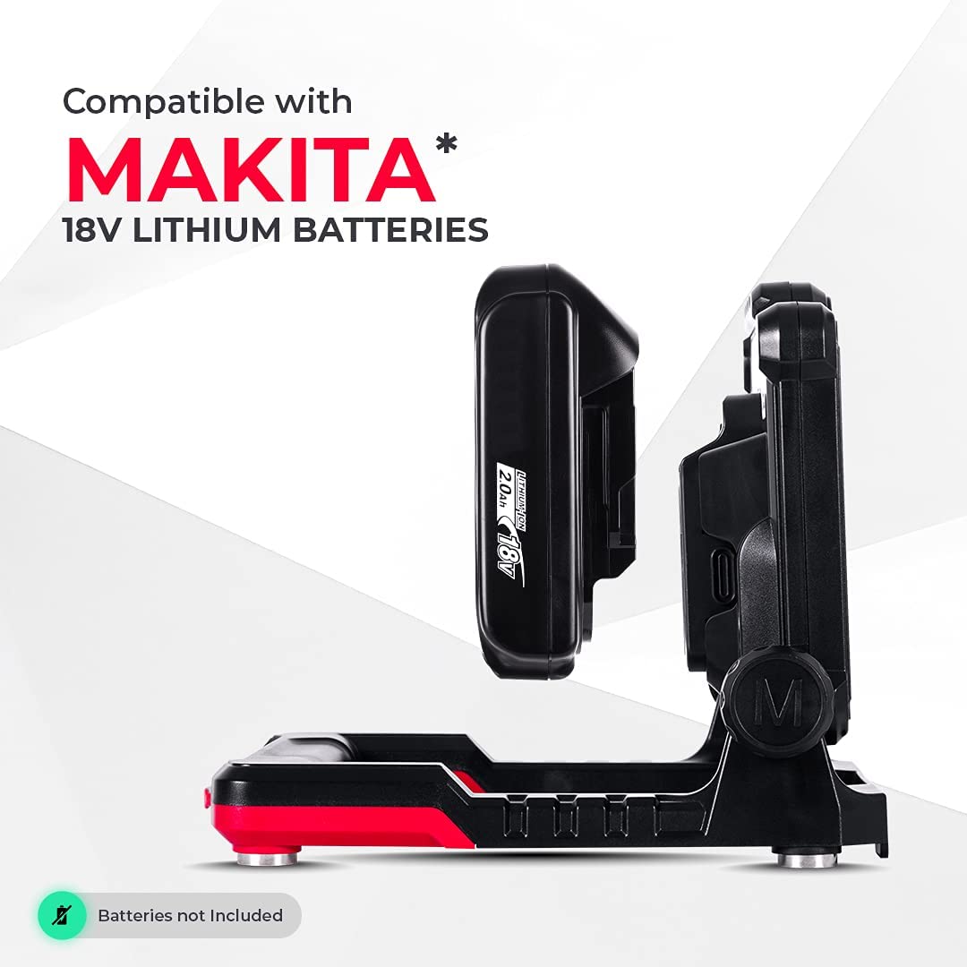 LED Work Flood Light Master Tailgaters Makita 18V battery compatible black/red adjustable mount on Tampa Home & Garden Store