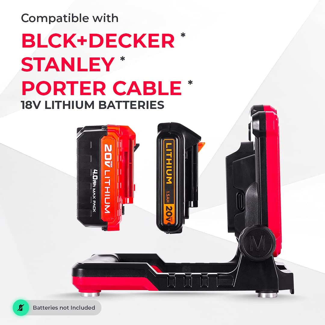 LED work flood light with three 18V-20V battery packs for Black+Decker, Stanley Master Tailgaters on Tampa Home & Garden Store