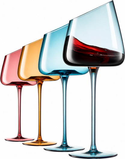 Elegant Tonal Stemmed Wine Glasses Set of Four