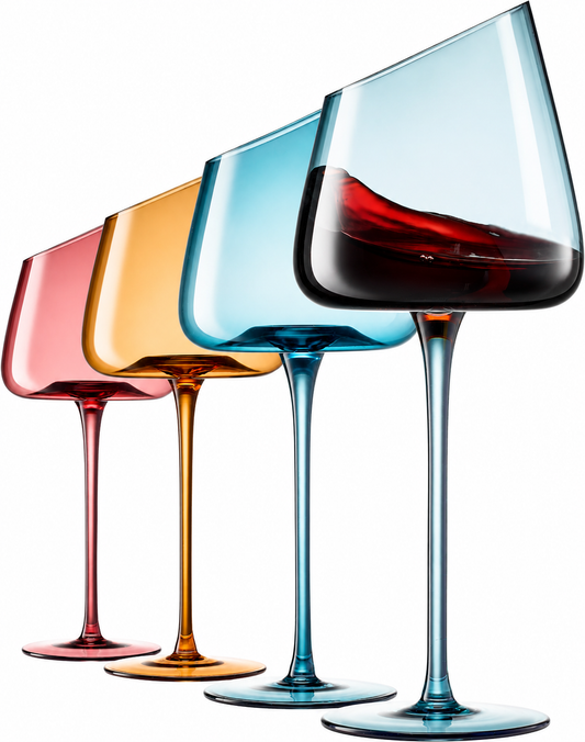 Elegant Tonal Stemmed Wine Glasses Set of Four