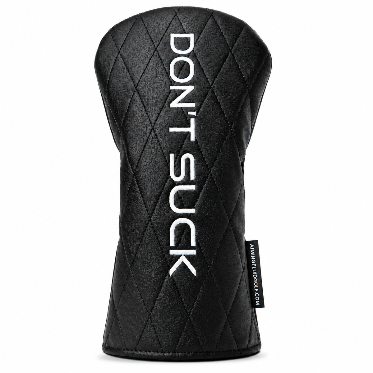 Driver headcover Don’t Suck premium black diamond-quilted 460cc by Aiming Fluid Golf on Tampa Home & Garden Store