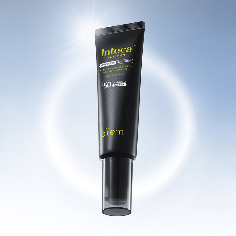 INTECA for Men Tone Cover Sun Lotion SPF50+ PA++++ 50ml black tube Seoulia on Tampa Home & Garden Store