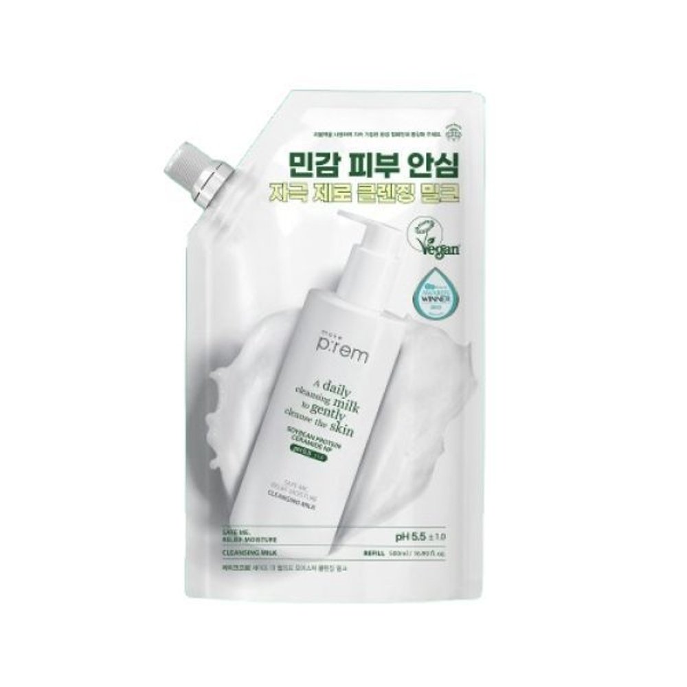 Cleansing Milk refill 500ml make p:rem Safe Me Relief Moisture by Seoulia white pump bottle on Tampa Home & Garden Store