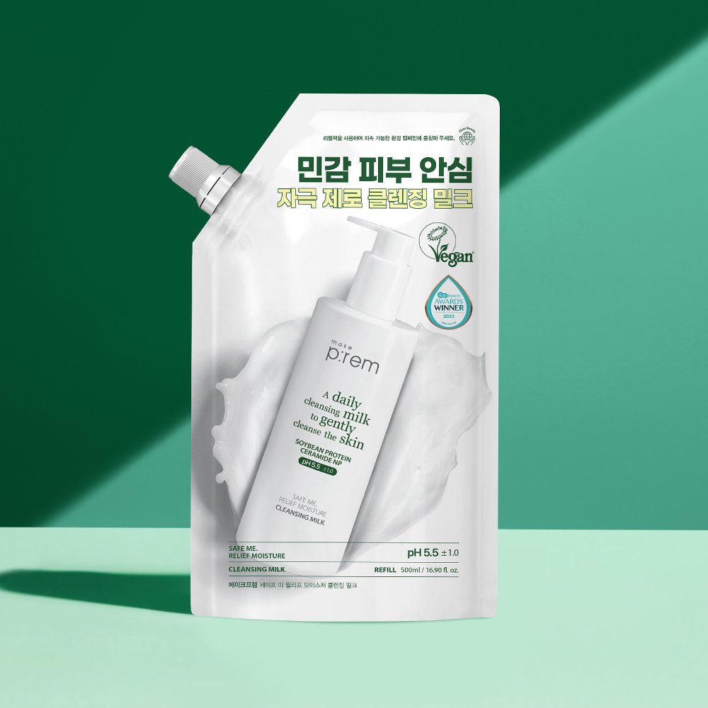 Cleansing milk refill pouch by Seoulia, make p:rem Safe Me Relief Moisture, 500ml on Tampa Home & Garden Store