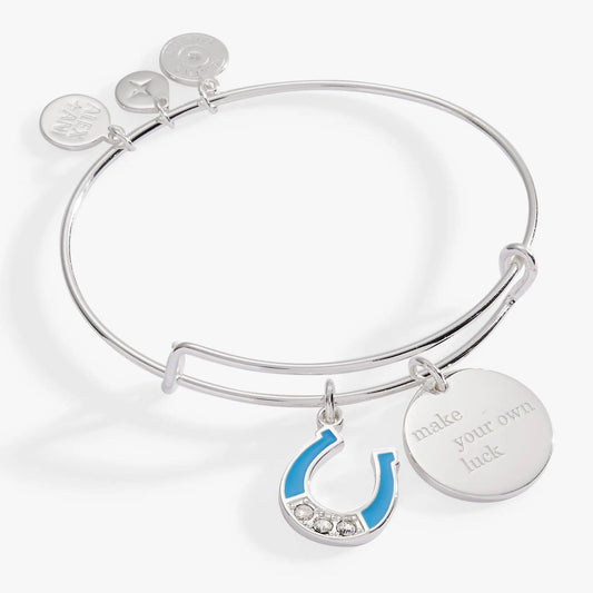 Make Your Own Luck Duo Charm Bangle, Alex and Ani silver bracelet with four engraved discs on Tampa Home & Garden Store
