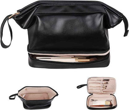 Woven PU Leather Makeup Bag and a Travel Case