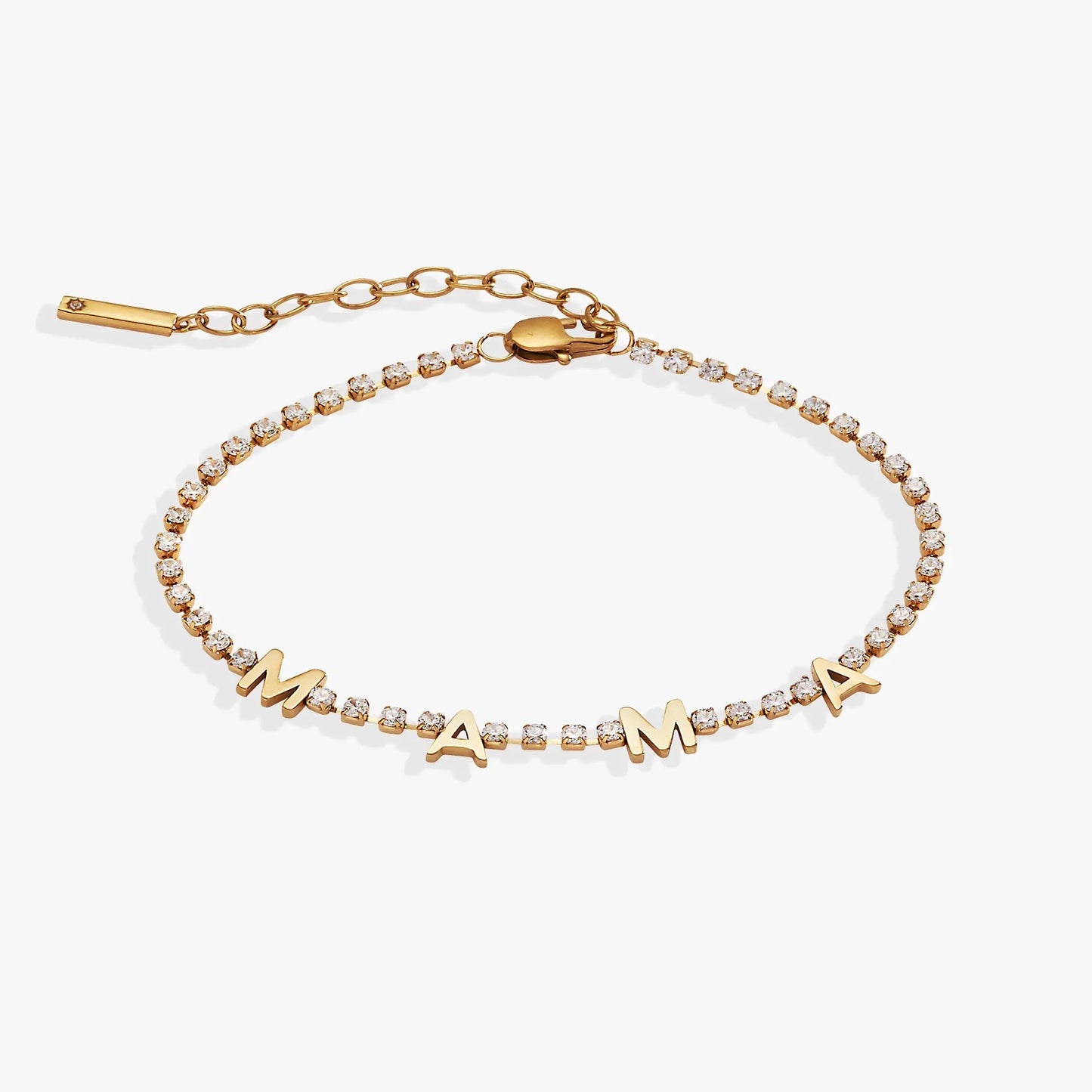 Mama Crystal Tennis Bracelet with Letter Charms