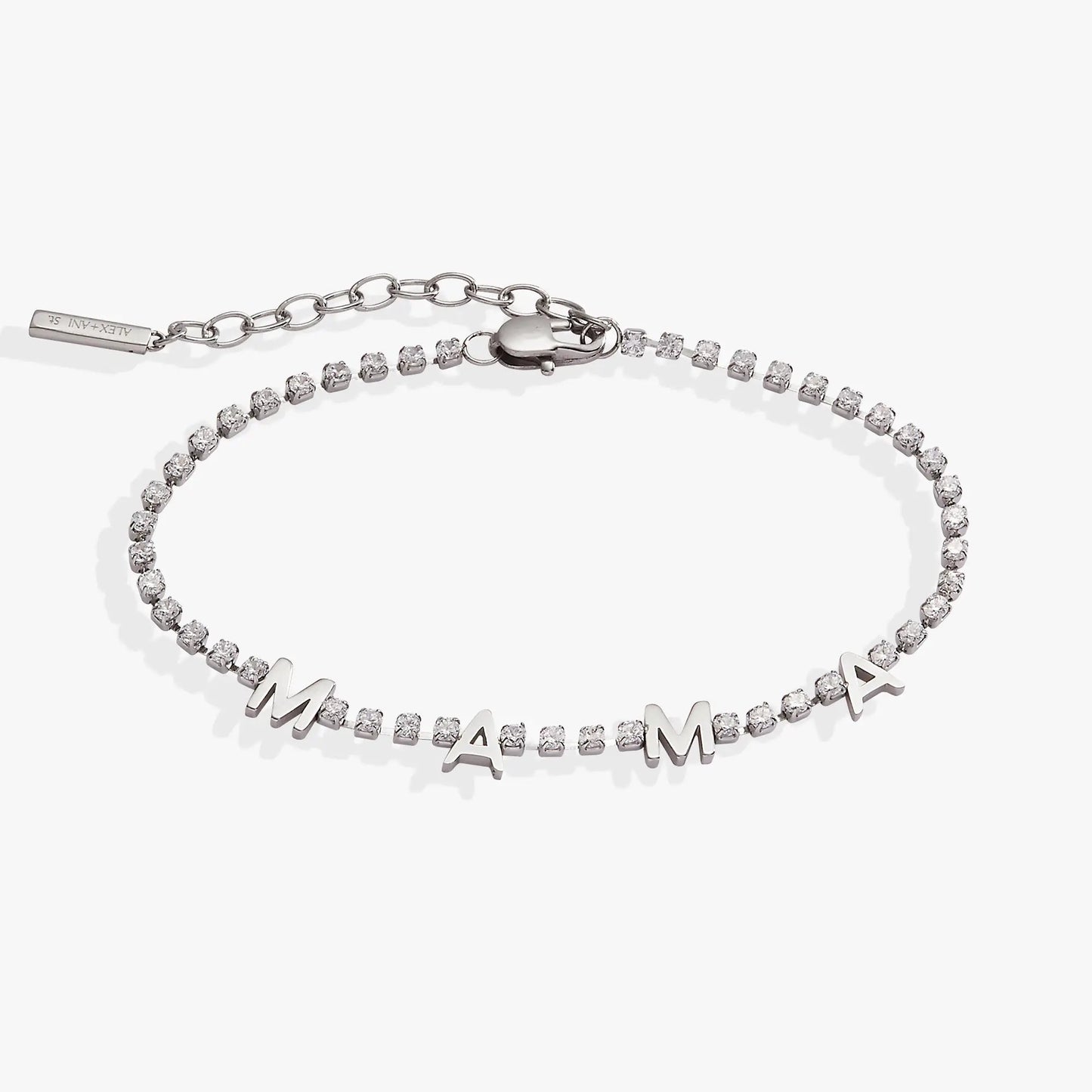 Mama Crystal Tennis Bracelet with Letter Charms