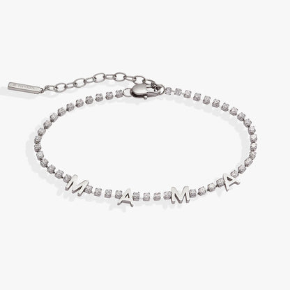 Mama Crystal Tennis Bracelet with Letter Charms