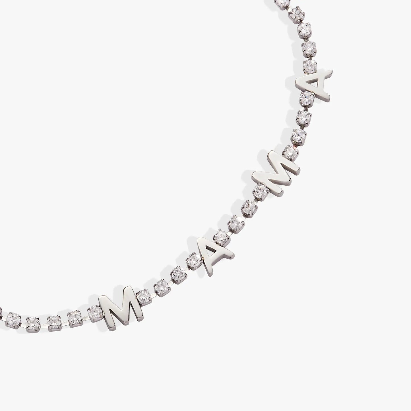 Mama Crystal Tennis Bracelet with Letter Charms