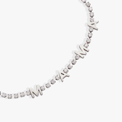 Mama Crystal Tennis Bracelet with Letter Charms