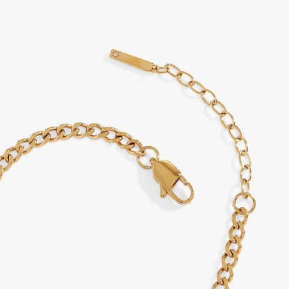 Mama Curb Chain Bracelet with Crystals Gold Tone
