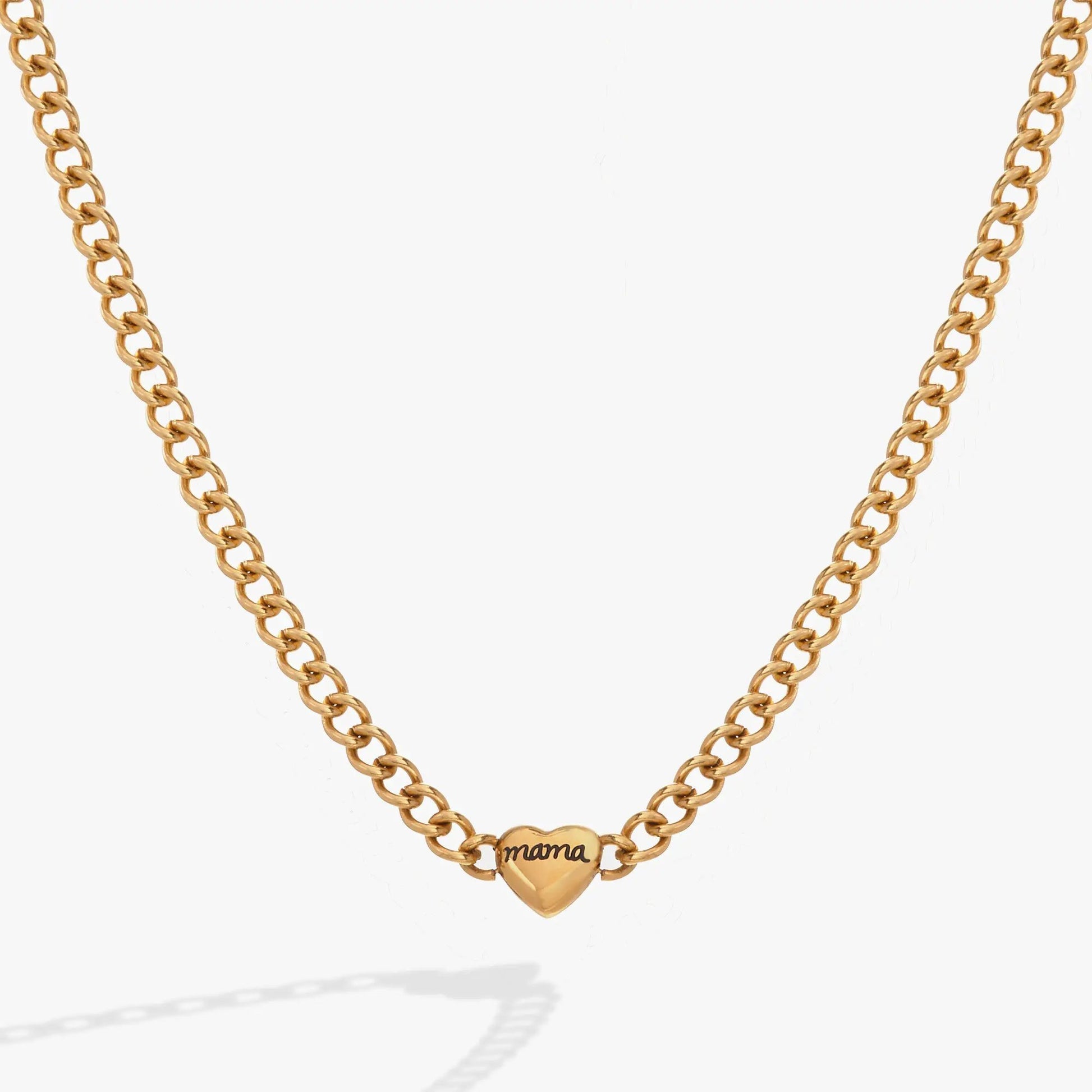 Mama Curb Chain Necklace by ALEX AND ANI gold-tone with Mama inscription heart charm on Tampa Home & Garden Store