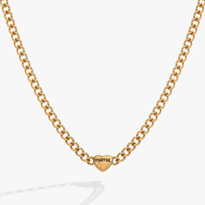 Mama Curb Chain Necklace by ALEX AND ANI gold-tone with Mama inscription heart charm on Tampa Home & Garden Store