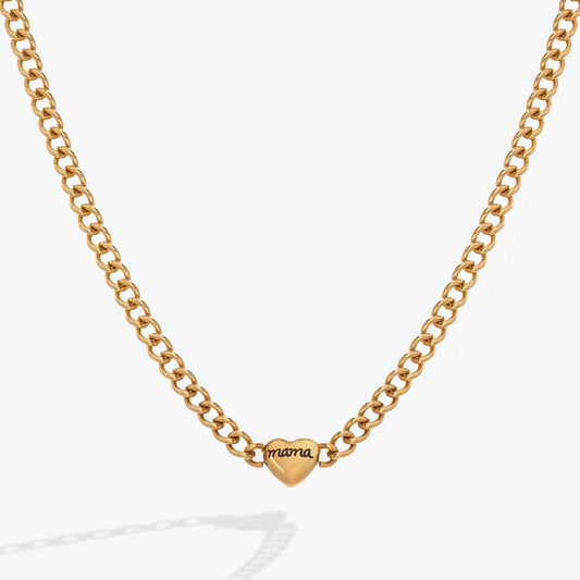 Mama Curb Chain Necklace by ALEX AND ANI gold-tone with Mama inscription heart charm on Tampa Home & Garden Store