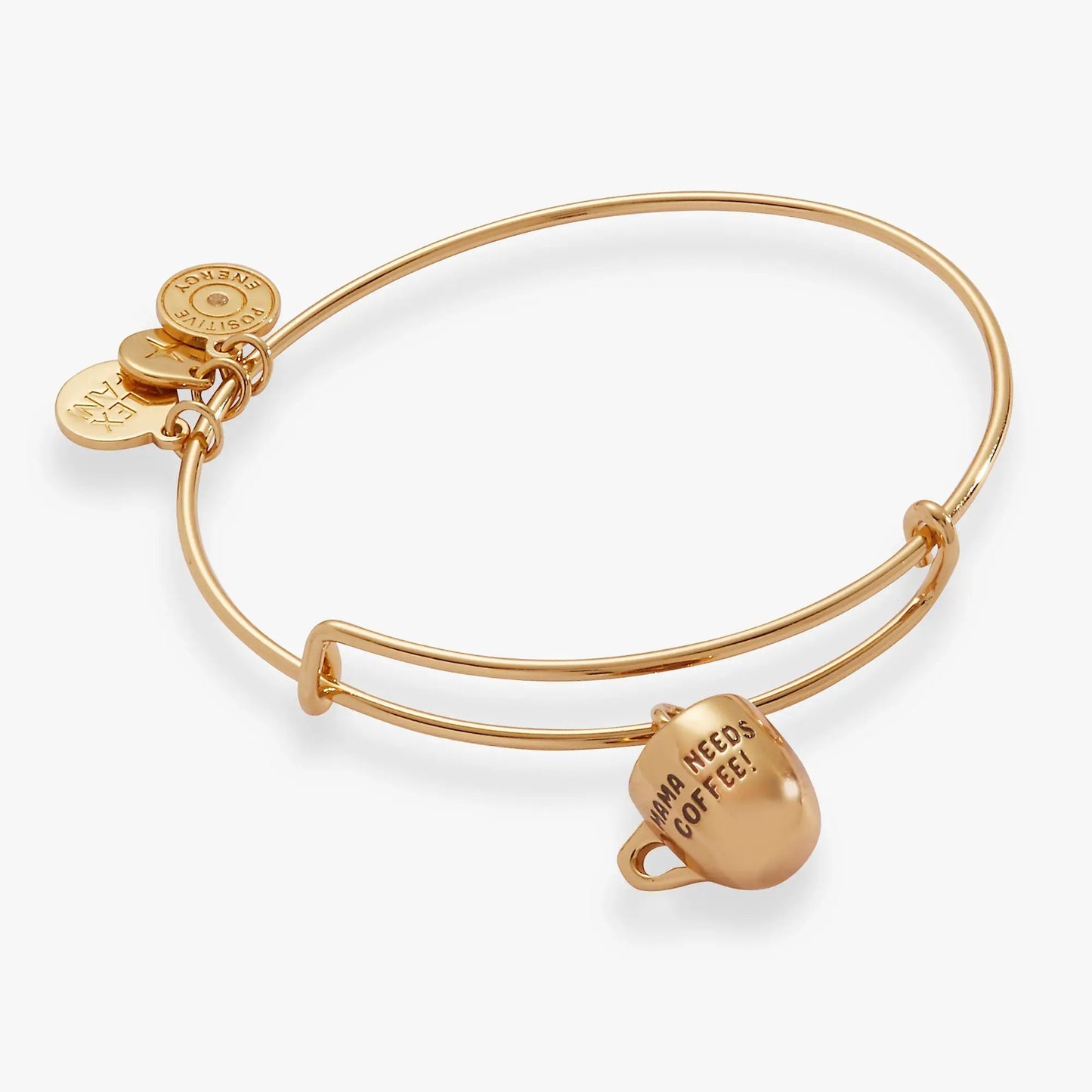 Mama Needs Coffee mug charm bangle by Alex and Ani, rose-gold bracelet with coffee mug charm on Tampa Home & Garden Store
