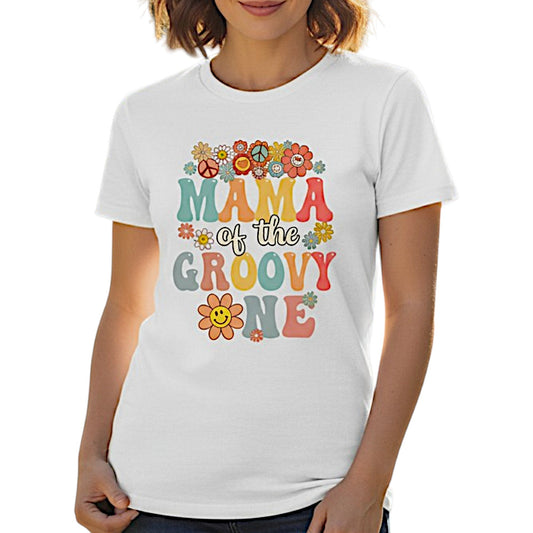 Mama of the Groovy One Cotton Graphic Tee